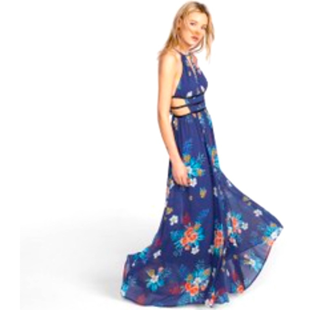 EXPRESS Medium Blue Floral Maxi Dress